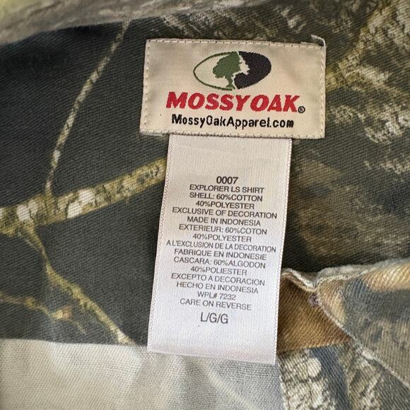 Mossy Oak Explorer Camo Long Sleeve Button Shirt Men L Hunting Outdoor Woods - Picture 4 of 8